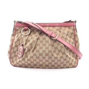 Gucci Sukey GG Canvas Shoulder Bag Leather Beige Pink